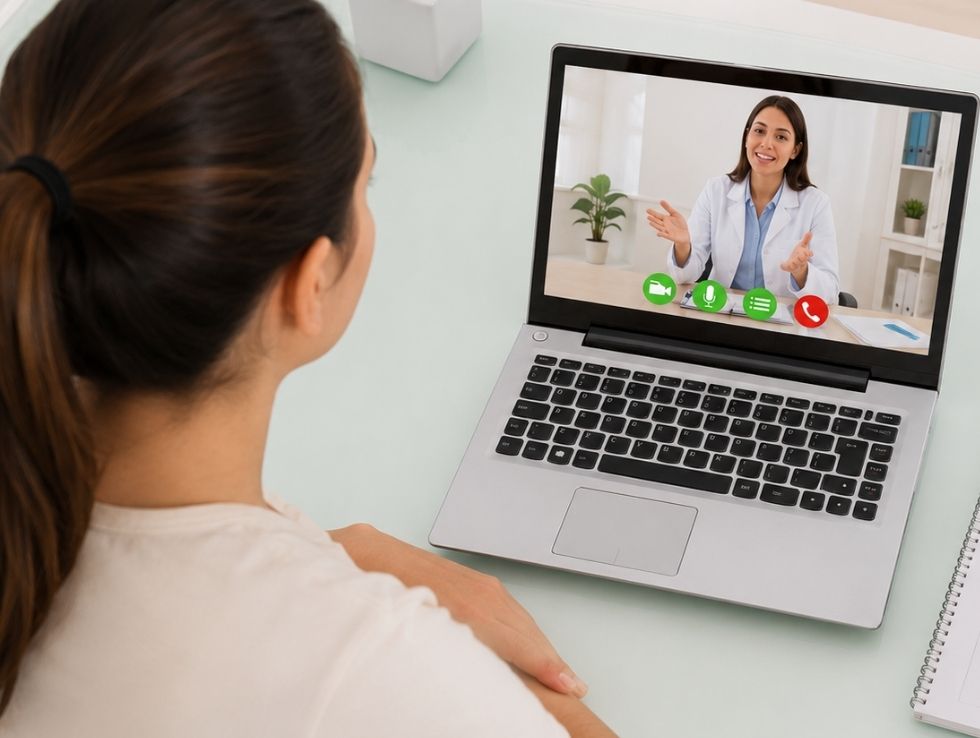 paciente em consulta nutricionista online por videochamada